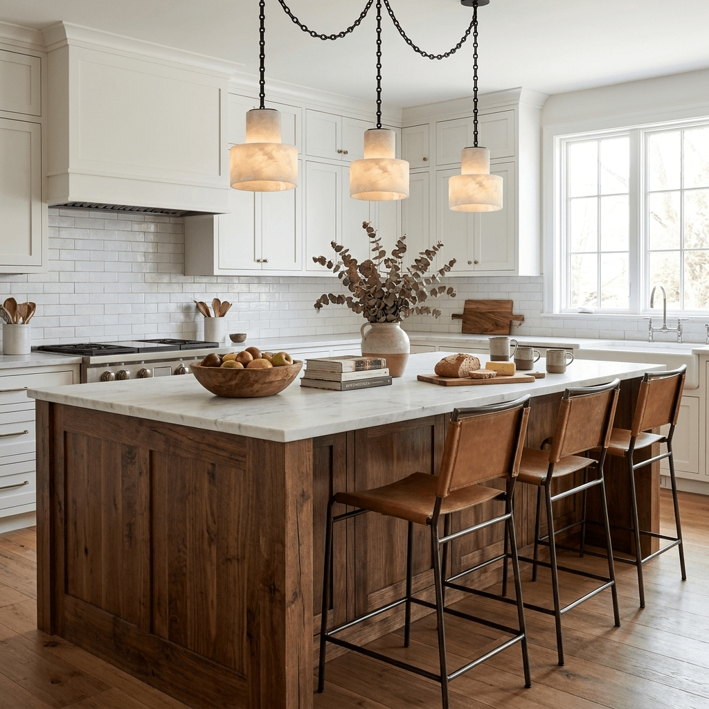 Multi-Tier Chain Drum Alabaster Pendant Lamp
