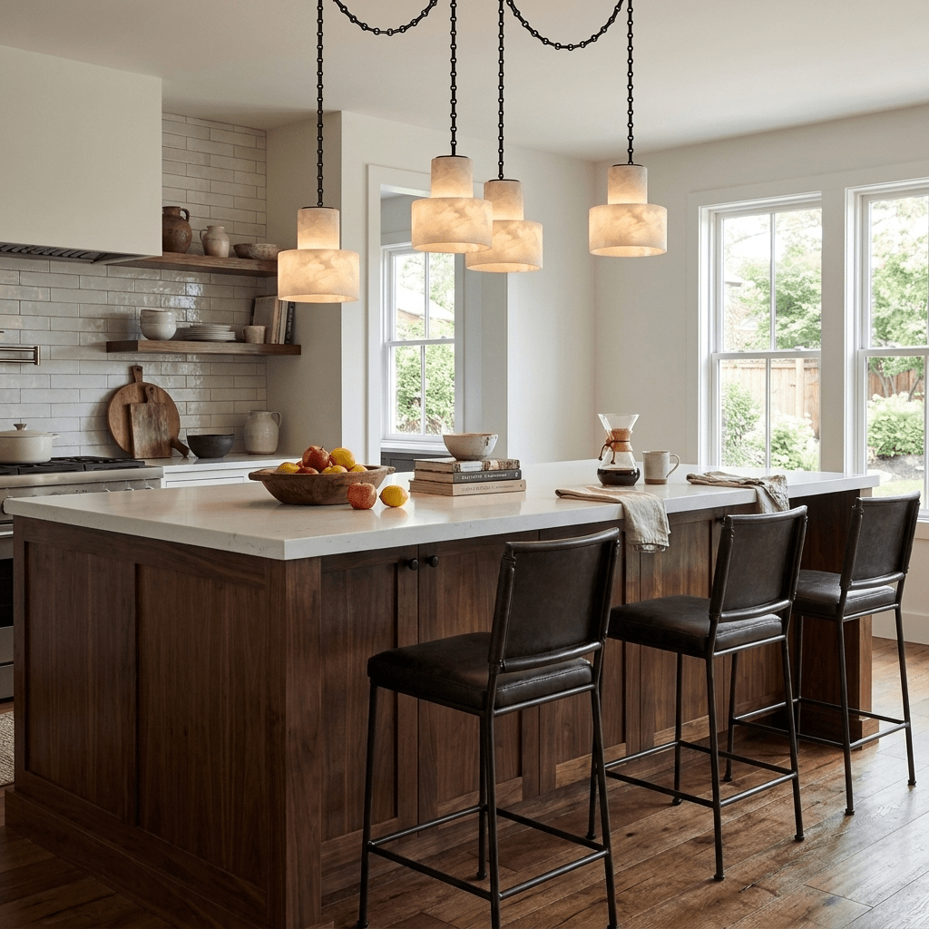 Multi-Tier Chain Drum Alabaster Pendant Lamp