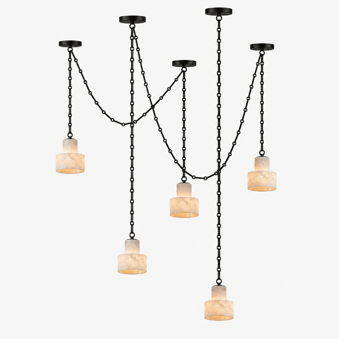 Multi-Tier Chain Drum Alabaster Pendant Lamp