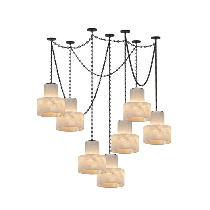 Multi-Tier Chain Drum Alabaster Pendant Lamp