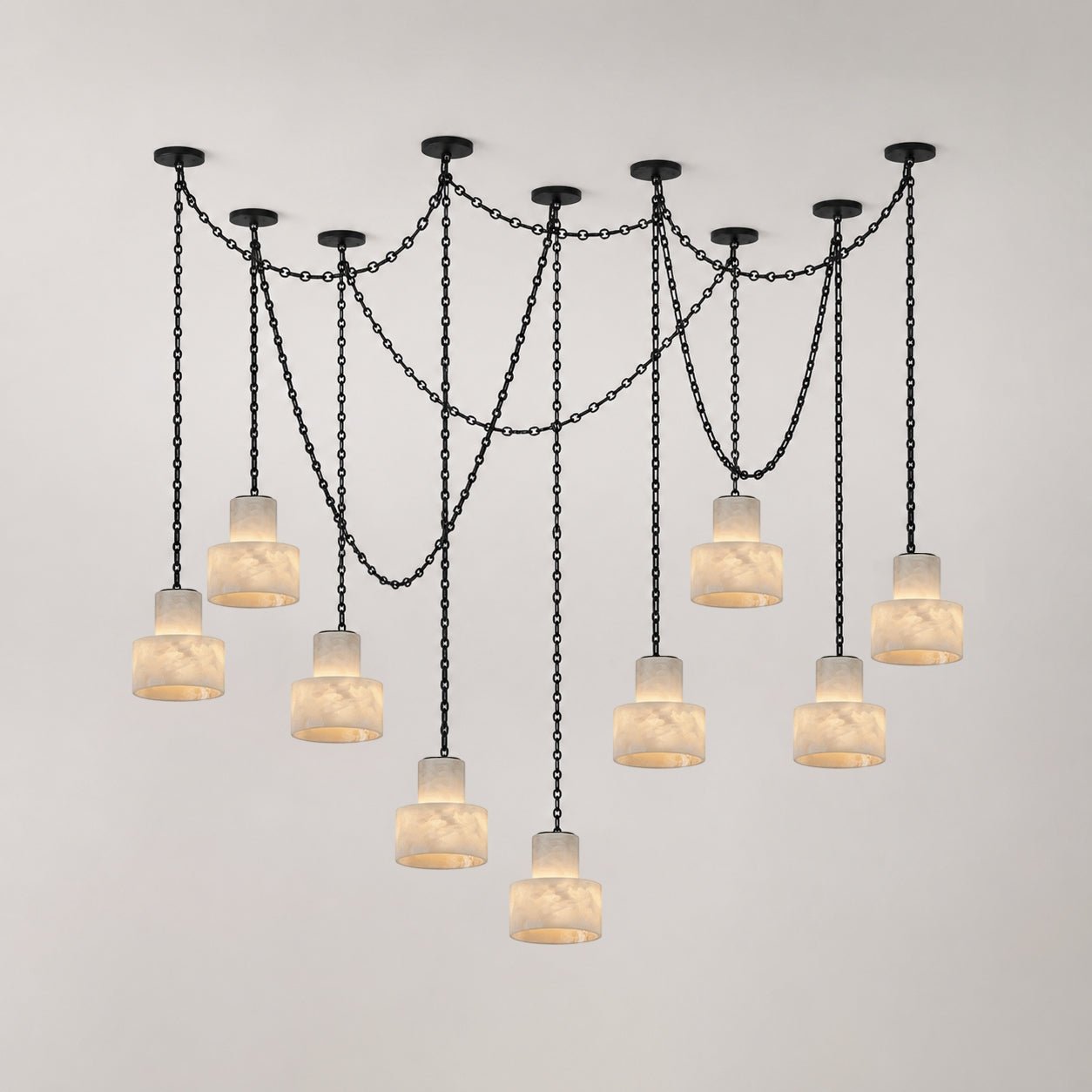 Multi-Tier Chain Drum Alabaster Pendant Lamp