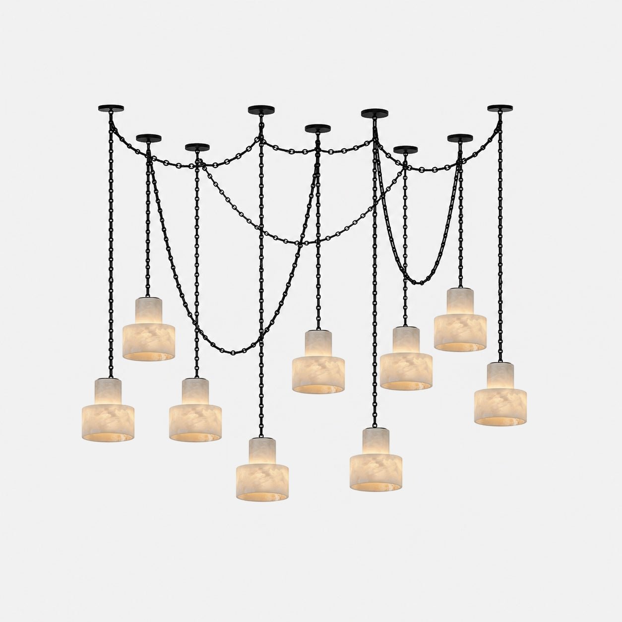 Multi-Tier Chain Drum Alabaster Pendant Lamp