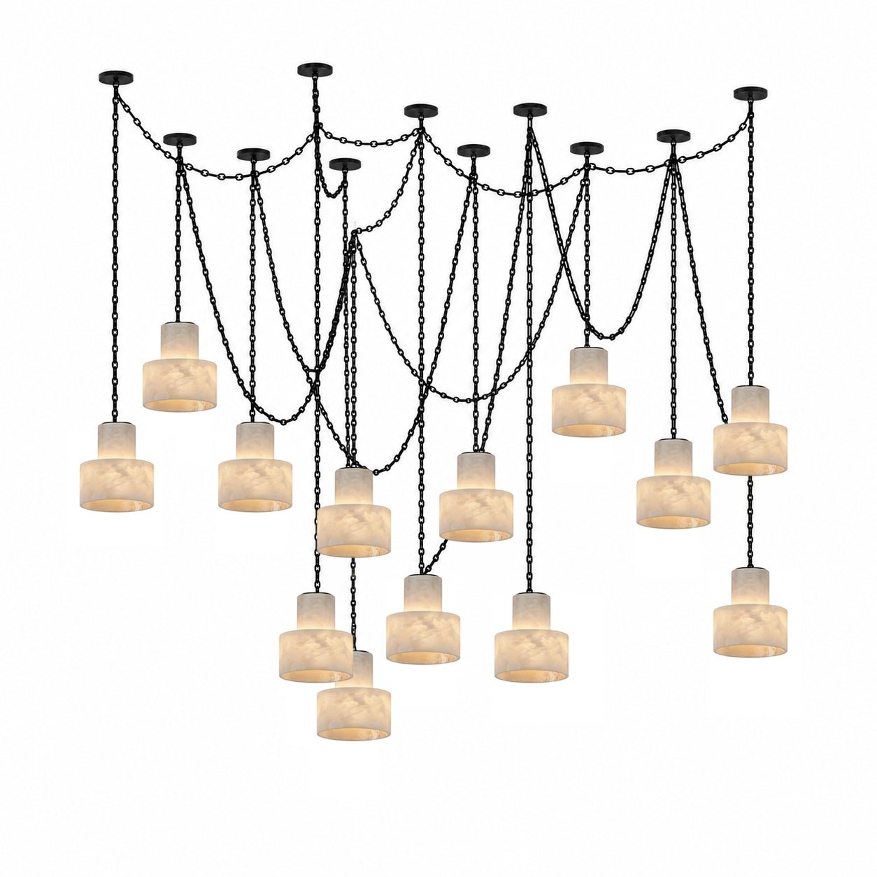 Multi-Tier Chain Drum Alabaster Pendant Lamp
