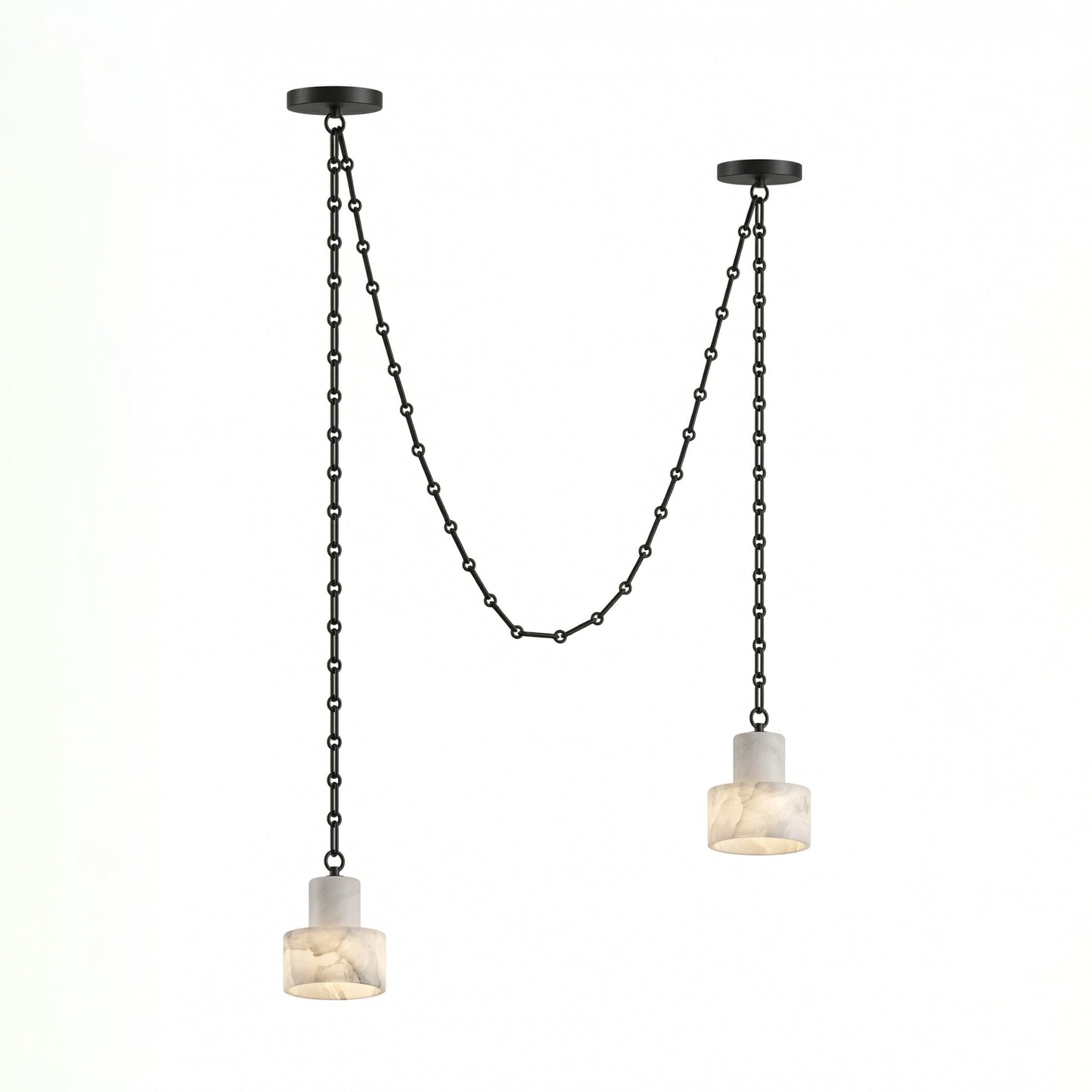 Multi-Tier Chain Drum Alabaster Pendant Lamp