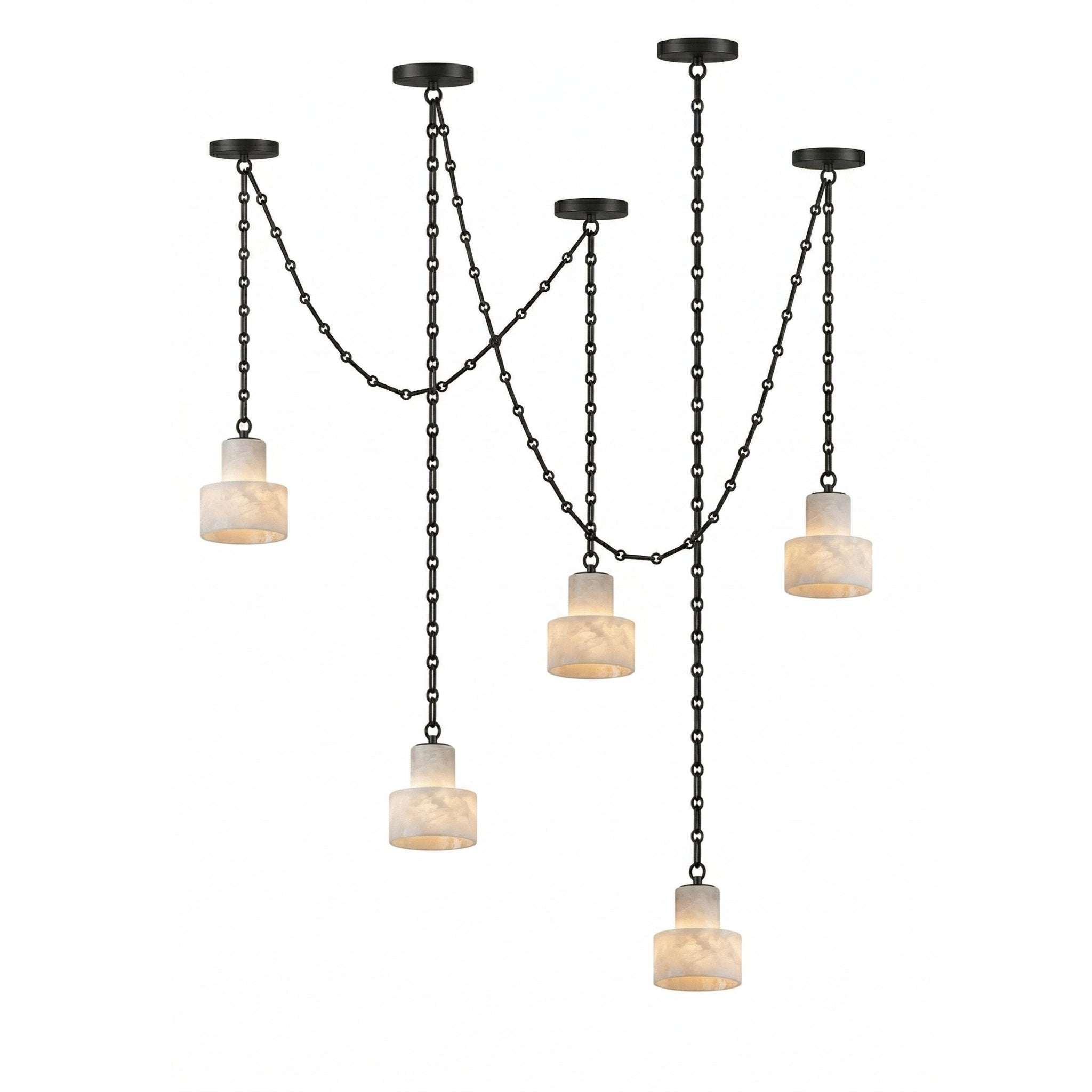 Multi-Tier Chain Drum Alabaster Pendant Lamp