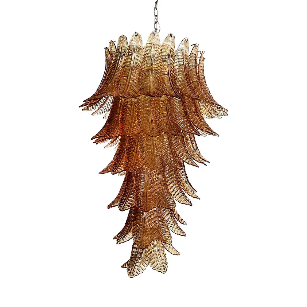 Murano-Style Amber Felci Spiral Chandelier