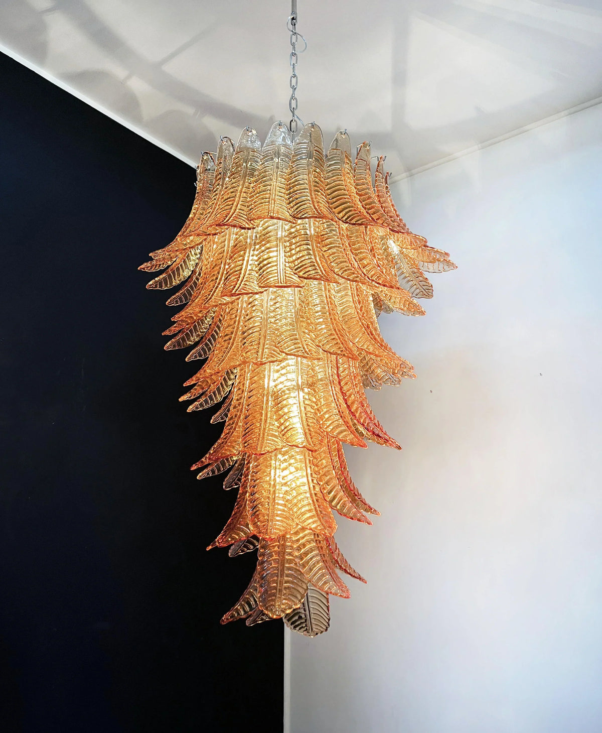 Murano-Style Amber Felci Spiral Chandelier