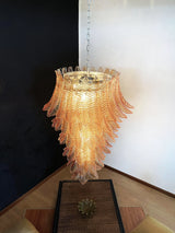 Murano-Style Amber Felci Spiral Chandelier