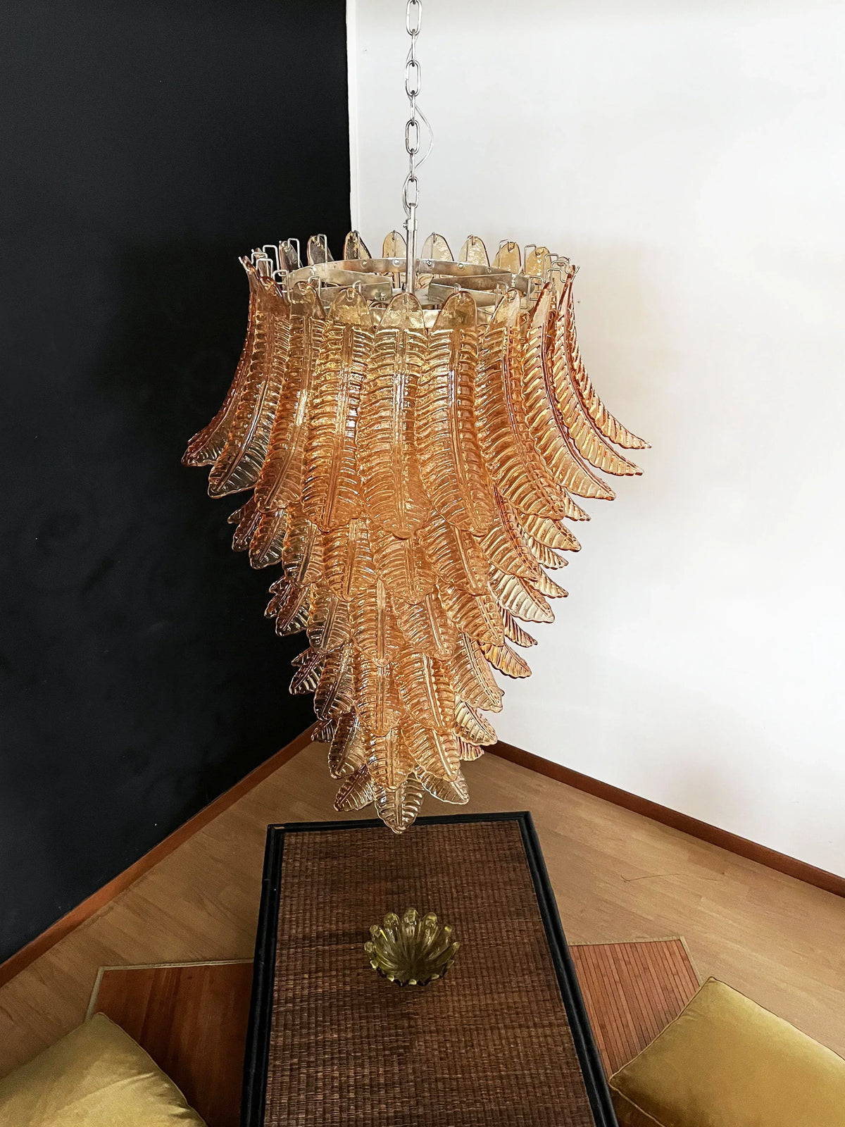 Murano-Style Amber Felci Spiral Chandelier