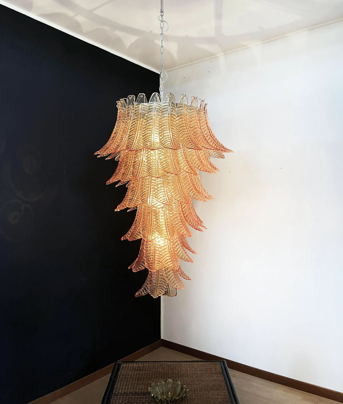 Murano-Style Amber Felci Spiral Chandelier