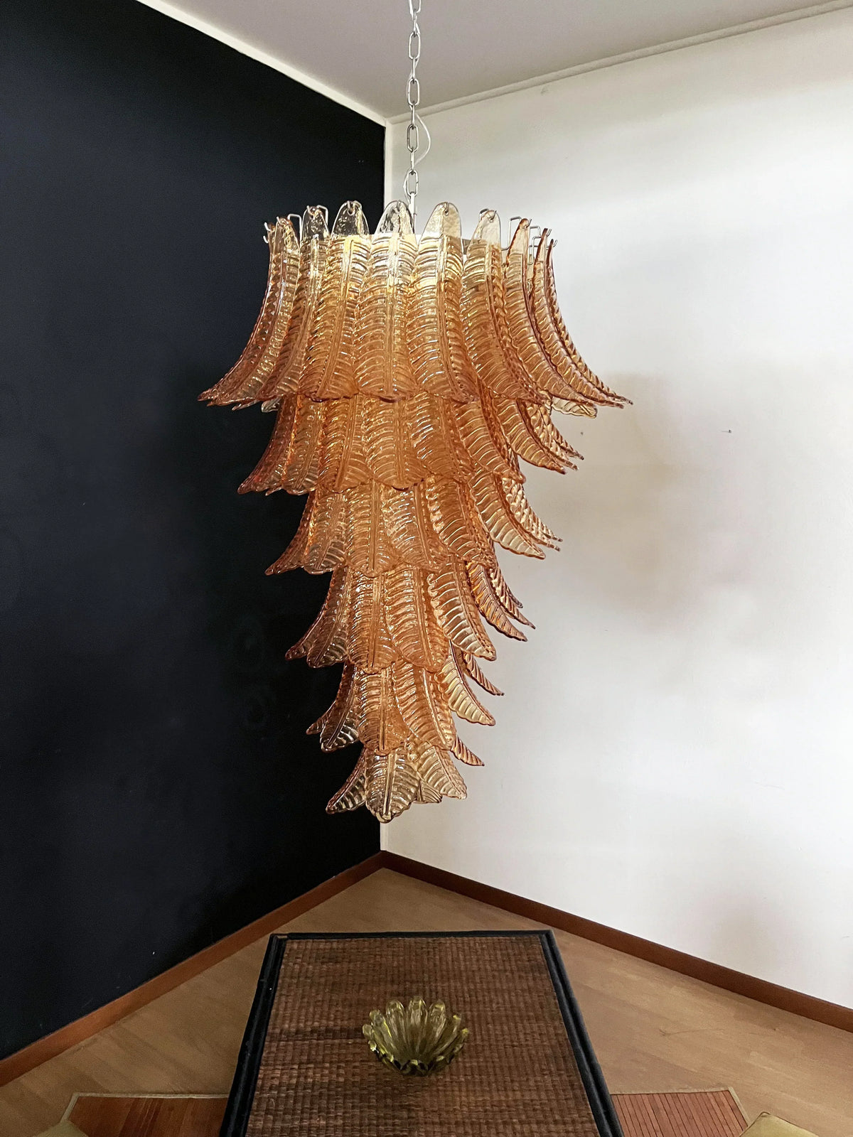 Murano-Style Amber Felci Spiral Chandelier