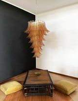 Murano-Style Amber Felci Spiral Chandelier