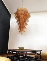 Murano-Style Amber Felci Spiral Chandelier