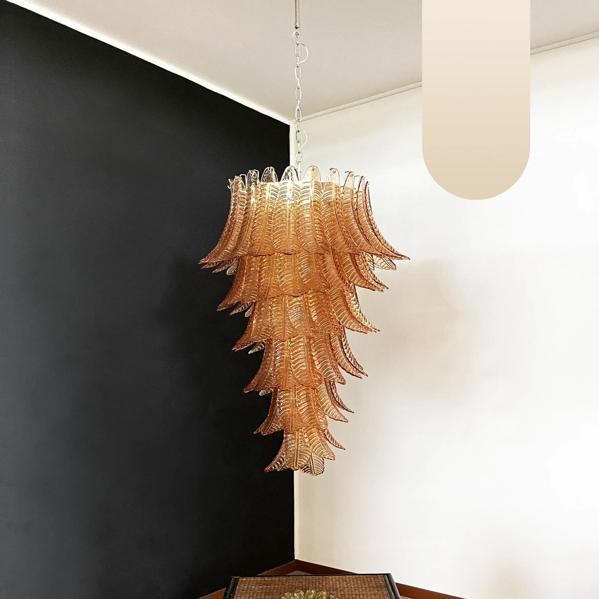 Murano-Style Amber Felci Spiral Chandelier