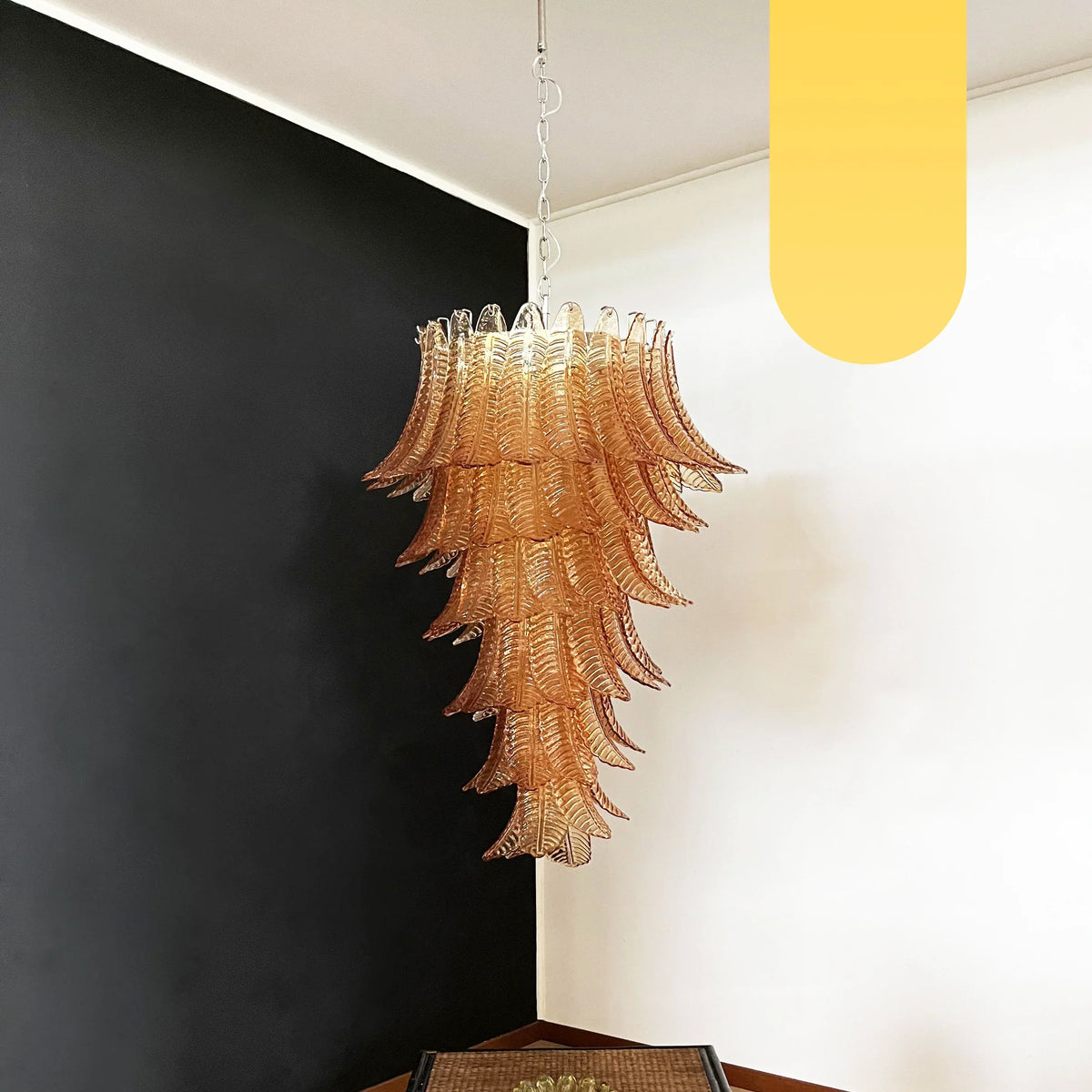 Murano-Style Amber Felci Spiral Chandelier