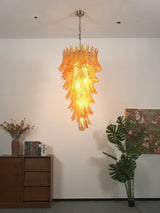 Murano-Style Amber Felci Spiral Chandelier