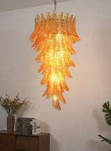 Murano-Style Amber Felci Spiral Chandelier