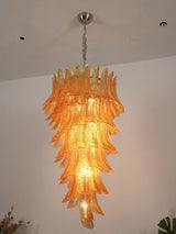 Murano-Style Amber Felci Spiral Chandelier