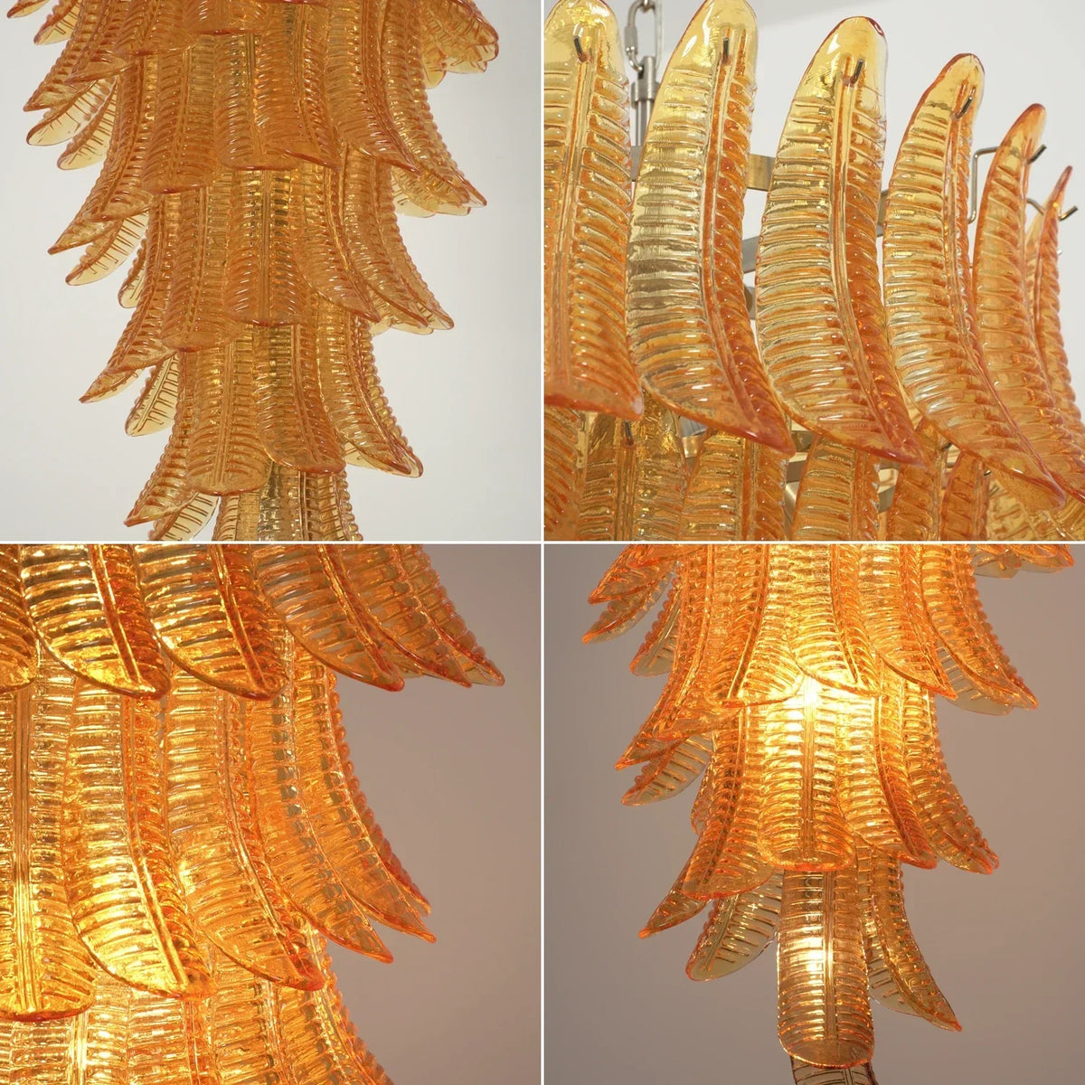 Murano-Style Amber Felci Spiral Chandelier