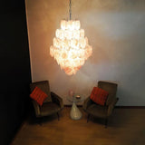 Huge Vintage Murano-Style Pink Disks Chandelier