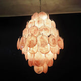 Huge Vintage Murano-Style Pink Disks Chandelier