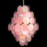 Huge Vintage Murano-Style Pink Disks Chandelier