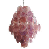 Huge Vintage Murano-Style Pink Disks Chandelier