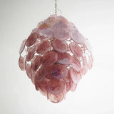 Huge Vintage Murano-Style Pink Disks Chandelier