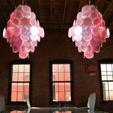 Huge Vintage Murano-Style Pink Disks Chandelier