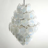 Huge Vintage Murano-Style White Disks Chandelier