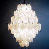 Huge Vintage Murano-Style White Disks Chandelier