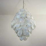 Huge Vintage Murano-Style White Disks Chandelier