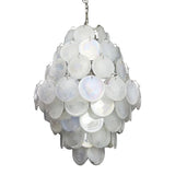 Huge Vintage Murano-Style White Disks Chandelier