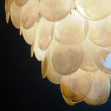 Huge Vintage Murano-Style White Disks Chandelier