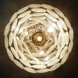 Huge Vintage Murano-Style White Disks Chandelier