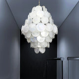 Huge Vintage Murano-Style White Disks Chandelier