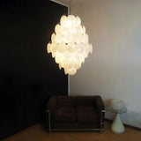 Huge Vintage Murano-Style White Disks Chandelier