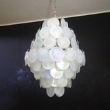Huge Vintage Murano-Style White Disks Chandelier