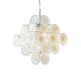 Murano-Style Disc White Clear Glass Chandelier