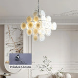 Murano-Style Disc White Clear Glass Chandelier