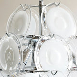 Murano-Style Disc White Clear Glass Chandelier