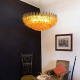 Murano-Style Poliedri Faceted Amber Glass Chandelier