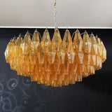 Murano-Style Poliedri Faceted Amber Glass Chandelier