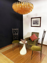 Murano-Style Poliedri Faceted Amber Glass Chandelier