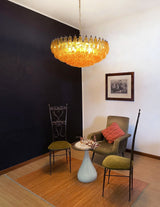 Murano-Style Poliedri Faceted Amber Glass Chandelier