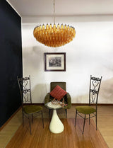 Murano-Style Poliedri Faceted Amber Glass Chandelier