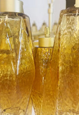 Murano-Style Poliedri Faceted Amber Glass Chandelier