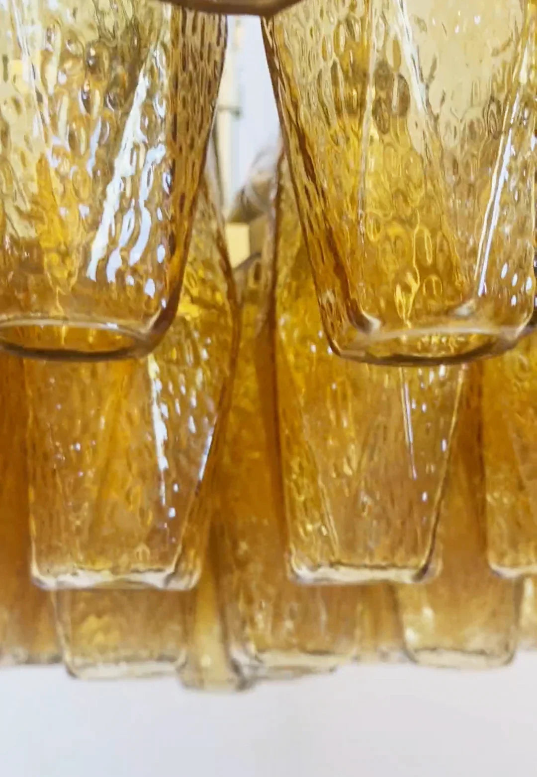 Murano-Style Poliedri Faceted Amber Glass Chandelier