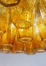 Murano-Style Poliedri Faceted Amber Glass Chandelier