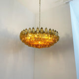 Murano-Style Poliedri Faceted Amber Glass Chandelier